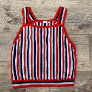 VINTAGE 90s GAP crocheted knit red white blue sweater vest